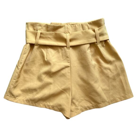 Forever 21 Yellow Belted Shorts, XS - Picture 3 of 5
